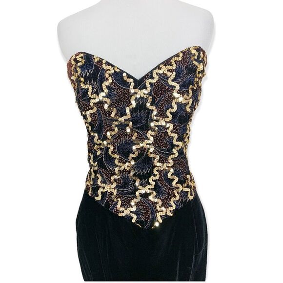 Jessica McClintock Gunne Sax 80's Velvet Sequin Mini Dress - Picture 3 of 11